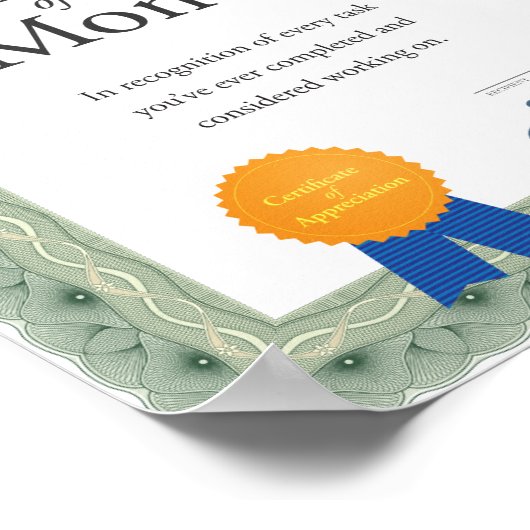 Werknemer van het Poster van het Certificaat van d (Hoek)