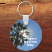 Werknemerbewakingspalm tropische bedrijven sleutelhanger (Voorkant)