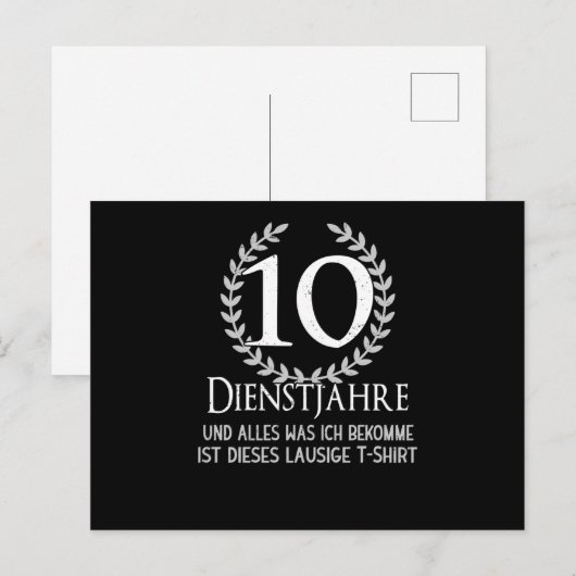 Werknemers 10 Jaar Bedrijfsjubileum Bedrijf Briefkaart (Voorkant / Achterkant)