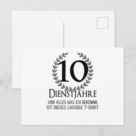 Werknemers 10 jaar bedrijfsjubileum bedrijf briefkaart (Voorkant / Achterkant)