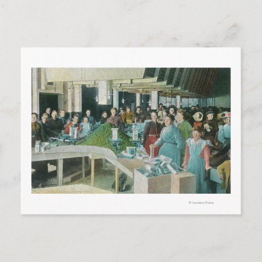 Werknemers die zaadstralen verpakken in Plant Briefkaart (Voorkant)