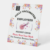 Werknemers gevaccineerd Masker Business Logo Custo Reclamebord Met Voetstuk (Voorkant)