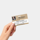 Werknemers ID Beige en Wit Horizontaal Badge (Handheld)