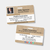 Werknemers ID Beige en Wit Horizontaal Badge (Voor- en achterkant)