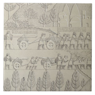 Werknemers met gereedschap en touwen voor het verp tegeltje