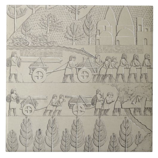 Werknemers met gereedschap en touwen voor het verp tegeltje (Voorkant)