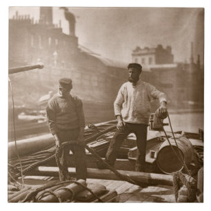 Werknemers op de 'Silent Highway', van 'Street Lif Tegeltje