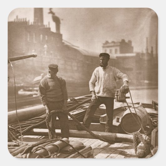 Werknemers op de 'Silent Highway', van 'Street Lif Vierkante Sticker (Voorkant)