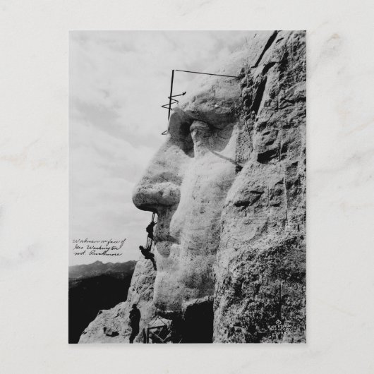 Werknemers op George Washington Face Mount Rushmor Briefkaart (Voorkant)