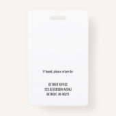 Werknemersbedrijf Logo Foto ID Badge (Achterkant)