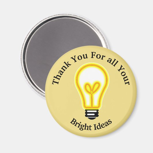 Werknemerserkenning Bright Light Bulb Dank u wel Magneet (Voorkant / Achterkant)