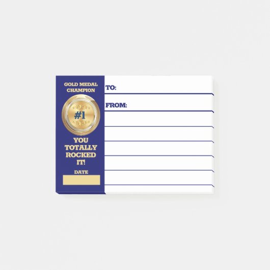 Werknemerserkenning je gouden medaille-onderscheid post-it® notes (Voorkant)