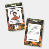 Werknemersfoto Bar Code Logo Naam Bloemen Badge (Voor- en achterkant)