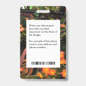 Werknemersfoto Bar Code Logo Naam Bloemen Badge (Achterkant)