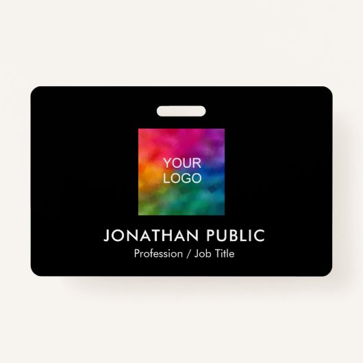 Werknemersfoto Bedrijf Logo Modern Elegant ID Badge (Voorkant)