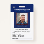 Werknemersfoto Handtekening Logo Naam Aangepaste I Badge (Voorkant)