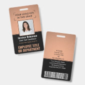 Werknemersfoto ID QR Barcode Uw Logo Koper Badge (Voor- en achterkant)