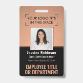 Werknemersfoto ID QR Barcode Uw Logo Koper Badge (Voorzijde)