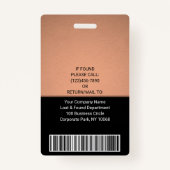 Werknemersfoto ID QR Barcode Uw Logo Koper Badge (Achterkant)