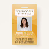 Werknemersfoto ID QR Code Logo Geel Gouden Boog Badge (Voorkant)
