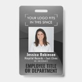 Werknemersfoto ID QR Code Uw Logo Black Arc Badg Badge (Voorzijde)