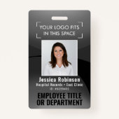 Werknemersfoto ID QR Code Uw Logo Black Arc Badg Badge (Voorkant)