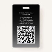 Werknemersfoto ID QR Code Uw Logo Black Arc Badg Badge (Achterkant)
