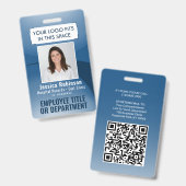 Werknemersfoto ID QR Code Uw Logo Navy Blue Arc Badge (Voor- en achterkant)