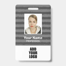 Werknemersfoto Logo & Barcode Grijze Strepen  Badge