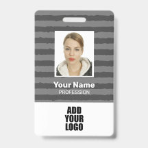 Werknemersfoto Logo & Barcode Grijze Strepen 