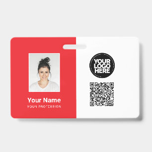 Werknemersfoto, Logo, Beroep, QR-code, Naam ID Badge