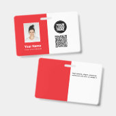 Werknemersfoto, Logo, Beroep, QR-code, Naam ID Badge (Voor- en achterkant)