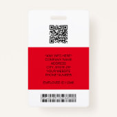 Werknemersfoto, Logo, streepjescode, naam-id Badge (Achterkant)