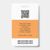 Werknemersfoto, Logo, streepjescode, naam-id Badge (Achterkant)