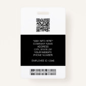 Werknemersfoto, Logo, streepjescode, naam-id Badge (Achterkant)
