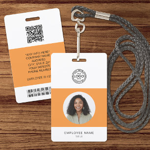 Werknemersfoto, Logo, streepjescode, naam-id Badge