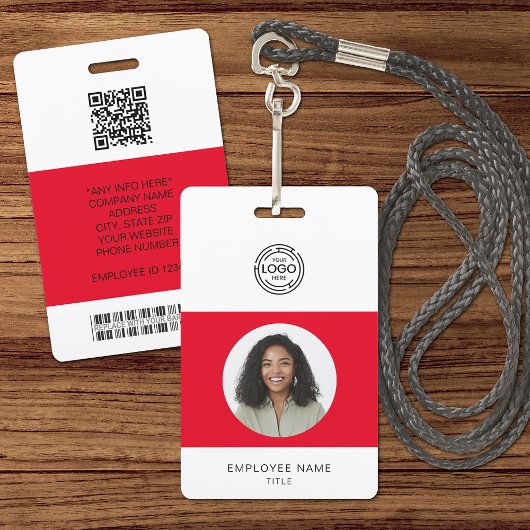 Werknemersfoto, Logo, streepjescode, naam-id Badge