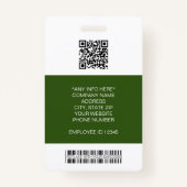 Werknemersfoto, Logo, streepjescode, naam-id Badge (Achterkant)