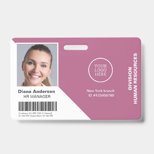 Werknemersfoto Naam Bedrijf logo Barcode Beveiligi Badge (Voorzijde)