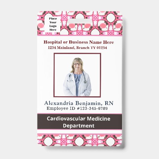 Werknemersfoto Naam Streepjescode Logo ID Badge (Voorkant)