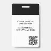 Werknemersfoto | QR-code ‏ Business Logo Black-ID Badge (Achterkant)