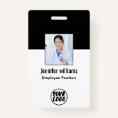 Werknemersfoto | QR-code Business Logo Black-ID Badge (Voorkant)