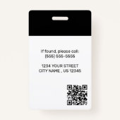 Werknemersfoto | QR-code Business Logo Black-ID Badge (Achterkant)