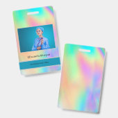 Werknemersfoto Rainbow Holographic Badge (Voor- en achterkant)