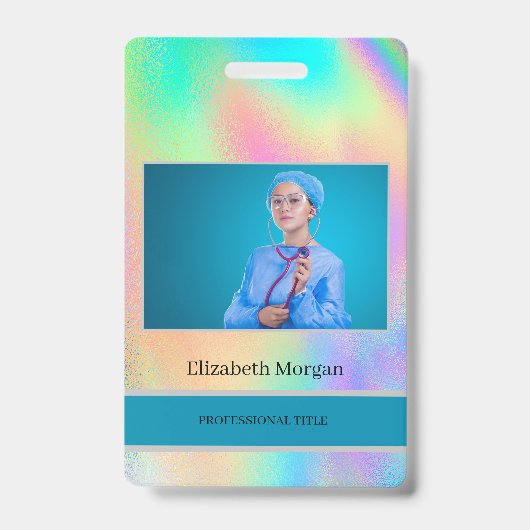 Werknemersfoto Rainbow Holographic Badge (Voorzijde)