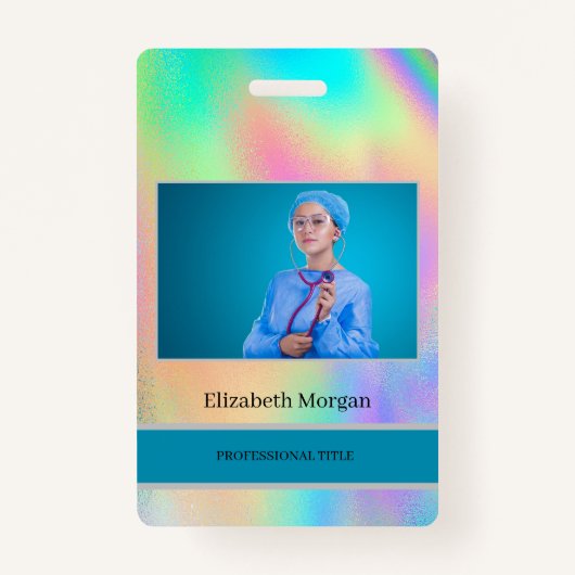 Werknemersfoto Rainbow Holographic Badge (Voorkant)
