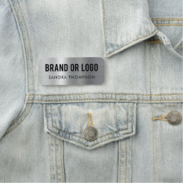 Werknemersnaam Bedrijfs Logo Metallic Silver Naamplaatje