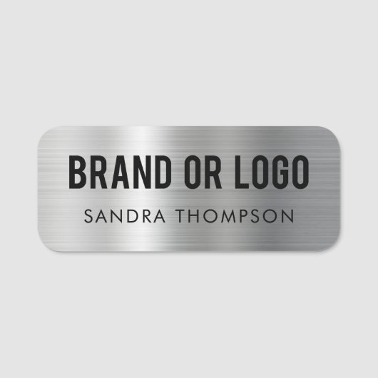 Werknemersnaam Bedrijfs Logo Metallic Silver Naamplaatje (Voorkant)