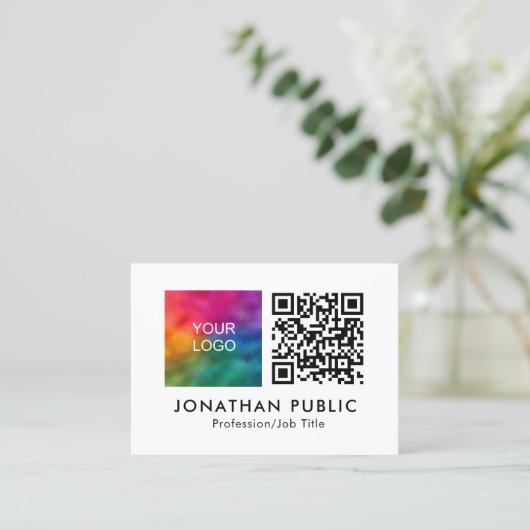 Werknemersnaam en titel QR-code Bedrijf Logo hier Contactkaartje (Staand voorkant)