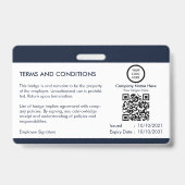 Werknemersnaam & Foto Navy Blauwe Qr Code Badge (Achterkant)